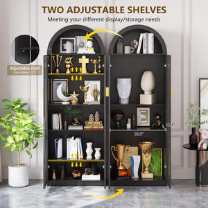 Arch Display Cabinet with LED Lights & Adjustable Shelves