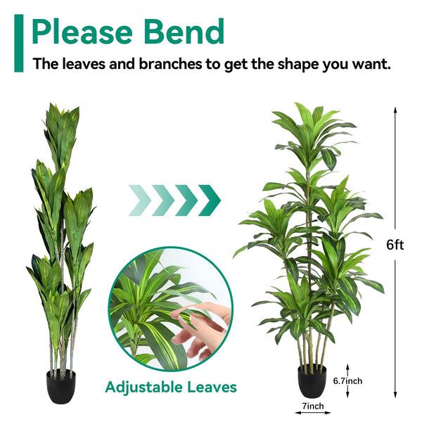 Tall Artificial Dracaena Tree – Indoor Fake Plant Decor