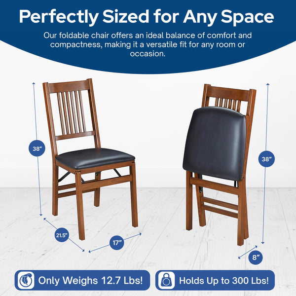 Upholstered Wood Folding Chairs Set of 2