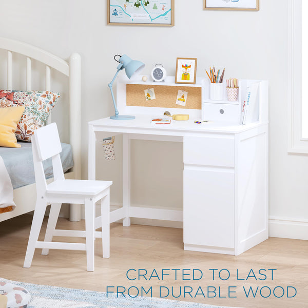 Kids Desk and Chair Set with Hutch and Storage