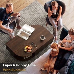 Mid-Century Modern Coffee Table with Storage, 39.4"