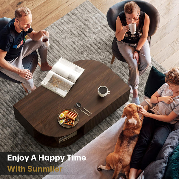 Mid-Century Modern Coffee Table with Storage, 39.4"