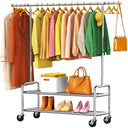 Heavy Duty Rolling Clothes Rack with Shelves