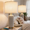 Ceramic Bedside Lamp Set of 2 with Dual USB Ports