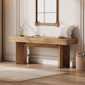 47" Wooden Entryway Bench – Farmhouse Indoor Seat for Bedroom, Hallway & Foyer