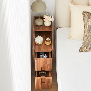 Mid-Century Modern Narrow Nightstand with 2 Drawers