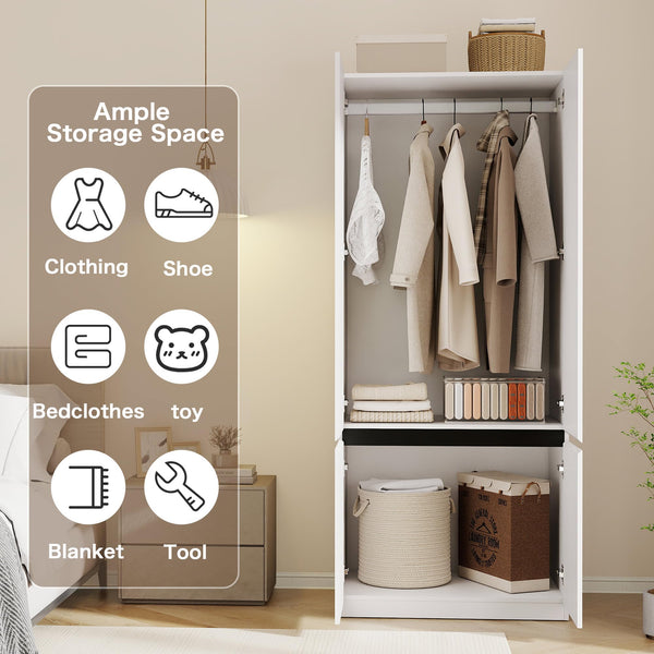 White Wardrobe Closet with Doors