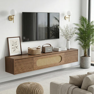 71" Floating TV Stand Wall Mounted with Drawers & Flip-Down Cabinet