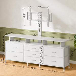 63" TV Stand with Adjustable Mount & 7 Drawers