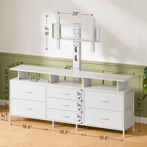 63" TV Stand with Adjustable Mount & 7 Drawers