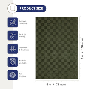 Green Checkered Area Rug 6x9