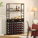 6-Tier Freestanding Wine Rack Cabinet with Drawer and Glass Holder