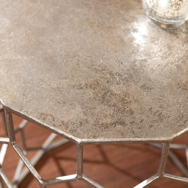 Honeycomb Metal Round Accent Table