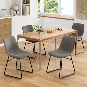 Faux Leather Dining Chairs Set of 2 with Metal Legs