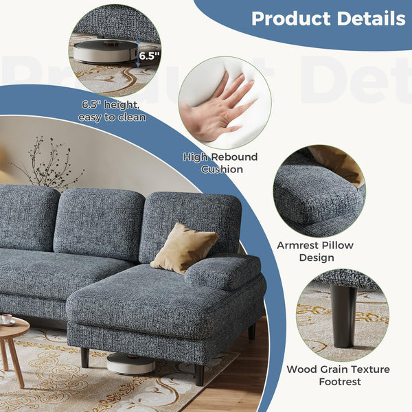 U-Shaped Sectional Sofa with Double Chaise Lounge