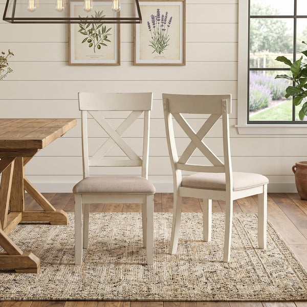 5-Piece Round Dining Table Set with Cross Back Chairs