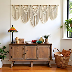 Extra Large Macrame Wall Hanging – 71"W x 32"H Boho Woven Tapestry