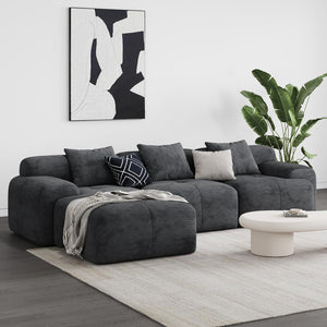 L-Shaped Modular Sectional Sofa with Ottoman