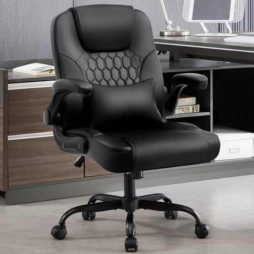 Ergonomic PU Leather Office Chair with Lumbar Support