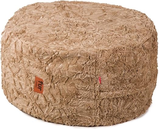Faux Fur Bean Bag Pouf Footstool with Washable Cover