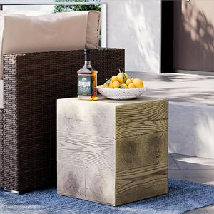 Outdoor Concrete Side Table — MgO Patio Accent Table