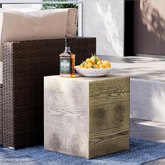 Outdoor Concrete Side Table — MgO Patio Accent Table