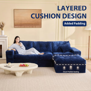 Modular L-Shaped Sectional Sofa with Ottoman