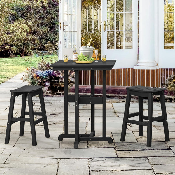 Outdoor HDPE Bar Height Table – Square Patio Bar Table, 37.5"H