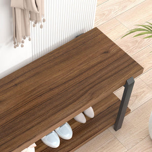Entryway Bench with Shoe Storage | Wood & Metal Frame | 47 Inch