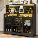 Wine Bar Cabinet with LED Light & Glass Holder