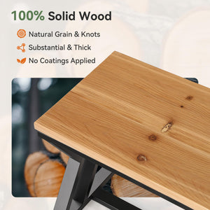 55" Solid Wood Entryway Bench with Metal Legs