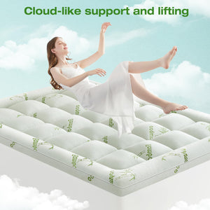 Bamboo Viscose Pillow Top Mattress Topper with Deep Pocket