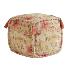 Floral Boho Square Ottoman Pouf