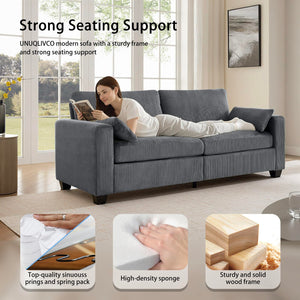 Modern Corduroy Loveseat Sofa with Removable Cover & Spring Cushions