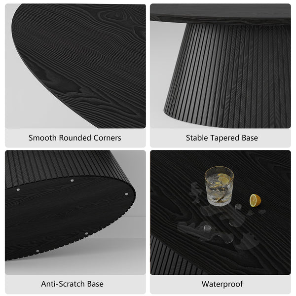 Oval Coffee Table with Fluted Design
