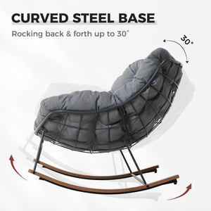 Oversized Papasan Outdoor Rocking Chair with Cushion
