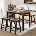 Counter Height Dining Table Set with Bench and Chairs – 5-Piece Wood Kitchen Set