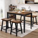 Counter Height Dining Table Set with Bench and Chairs – 5-Piece Wood Kitchen Set