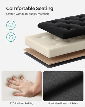 Storage Ottoman Bench with Lid & Legs – Tufted Linen Fabric, 660 lb Capacity