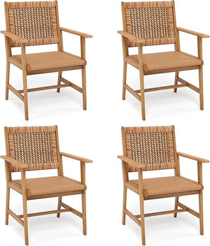 Acacia Wood Outdoor Dining Chairs with Cushions