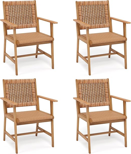 Acacia Wood Outdoor Dining Chairs with Cushions