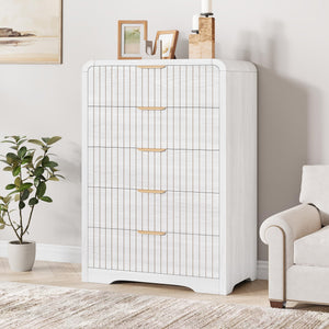 Fluted 5-Drawer Dresser – White