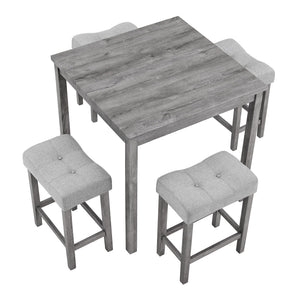 5-Piece Counter Height Dining Set with 4 Upholstered Bar Stools