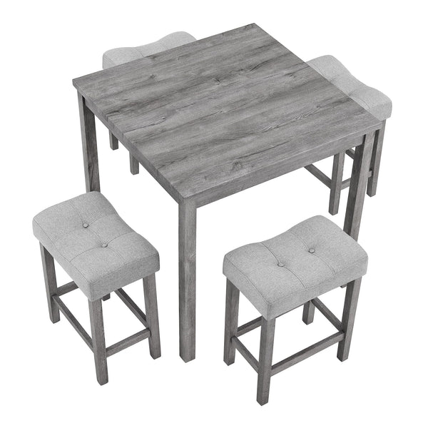5-Piece Counter Height Dining Set with 4 Upholstered Bar Stools