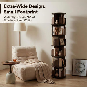 6-Tier Rotating Bookshelf with Lazy Susan Turntable