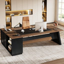 L-Shaped Executive Desk with Drawers and File Cabinet