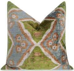 Geometric Ikat Velvet Throw Pillow 20x20