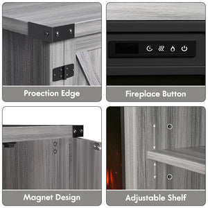 58" Electric Fireplace TV Stand with Barn Doors