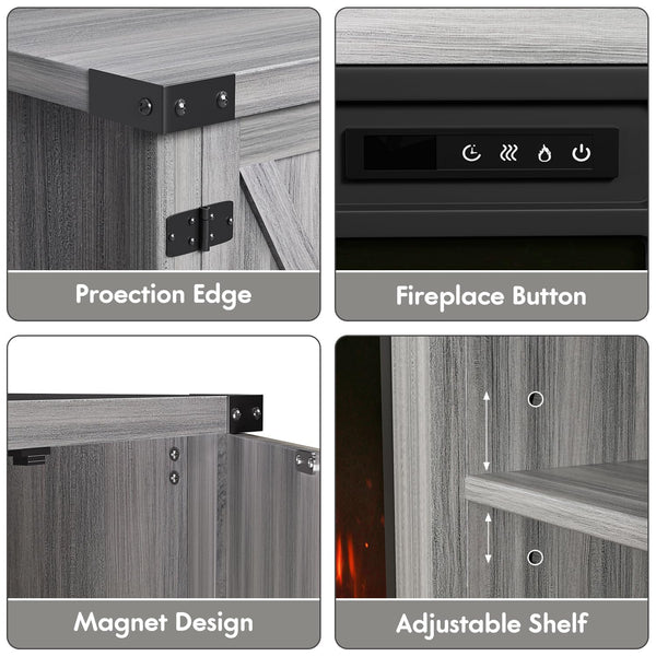 58" Electric Fireplace TV Stand with Barn Doors