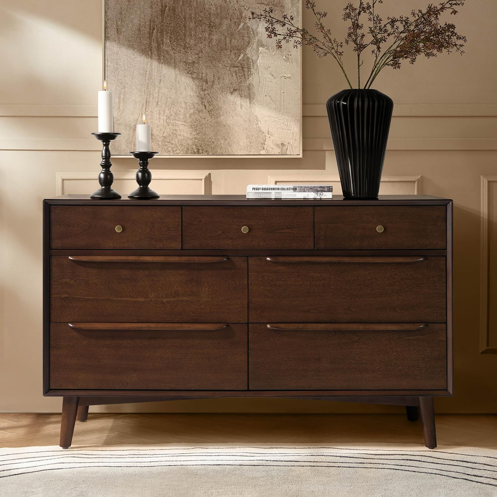 7-Drawer Mid-Century Modern Dresser, 52" Wide